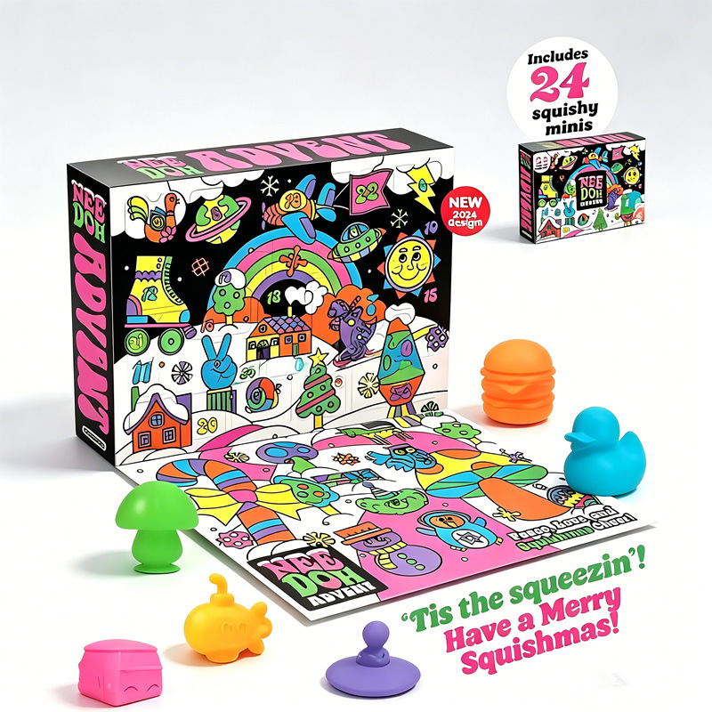 Advent Calendar Gift - ปฏิทินนับถอยหลัง 24 วันสำหรับเทศกาลคริสต์มาส, กล่องของเล่นบีบเล่นขนาดเล็กเพื่อผ่อนคลาย, ของขวัญเซอร์ไพรส์สำหรับวันหยุด