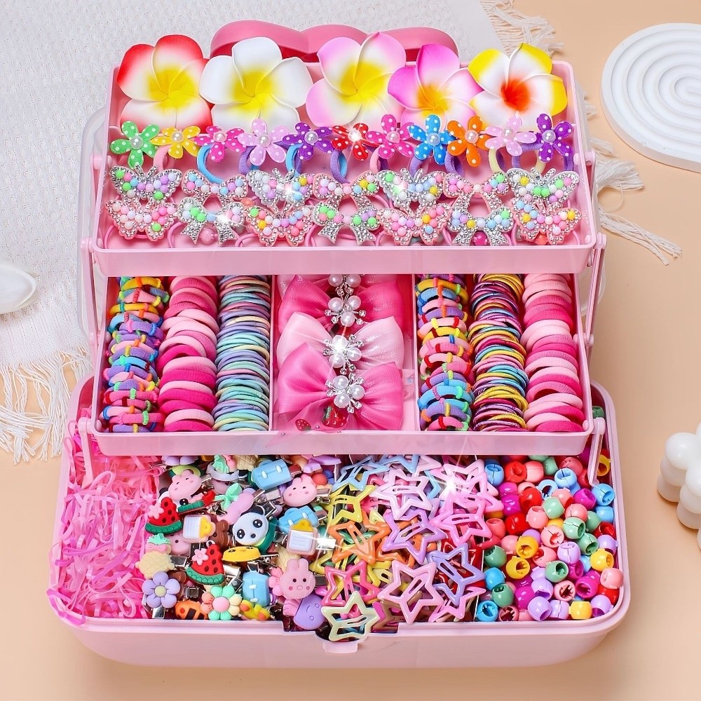 Ribbon Bow Gift - ชุดเครื่องประดับผมแบบยืดหยุ่นสูง ไม่ทำร้ายเส้นผม หลากสีสัน ที่คาดผมเด็กผู้หญิง เครื่องประดับผมเด็ก ชุดของขวัญเจ้าหญิง